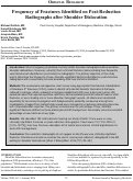 Cover page: Frequency of Fractures Identified on Post-Reduction Radiographs after Shoulder Dislocation