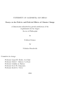 Cover page: Essays on the Politics and Political Effects of Climate Change