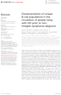 Cover page: Characterization of unique B-cell populations in the circulation of people living with HIV prior to non-Hodgkin lymphoma diagnosis