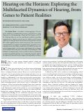 Cover page: Hearing on the Horizon: Exploring the Multifaceted Dynamics of Hearing, from Genes to Patient Realities (Dr. Dylan Chan)