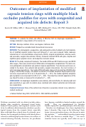 Cover page: Outcomes of implantation of modified capsule tension rings with multiple black occluder paddles for eyes with congenital and acquired iris defects: Report 3