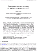 Cover page: Embeddings and hyperplanes of the Lie geometry \(A_{n,\{1,n\}}(\mathbb{F})\)