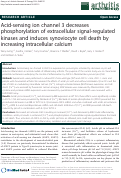 Cover page: Acid-sensing ion channel 3 decreases phosphorylation of extracellular signal-regulated kinases and induces synoviocyte cell death by increasing intracellular calcium