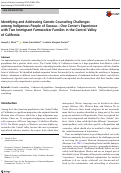 Cover page: Identifying and Addressing Genetic Counseling Challenges among Indigenous People of Oaxaca-One Centers Experience with Two Immigrant Farmworker Families in the Central Valley of California.