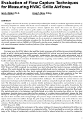 Cover page: Evaluation of flow capture techniques for measuring HVAC grille airflows