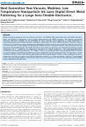 Cover page: Next Generation Non-Vacuum, Maskless, Low Temperature Nanoparticle Ink Laser Digital Direct Metal Patterning for a Large Area Flexible Electronics