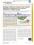 Cover page: Multilayer Diffraction Reveals That Colloidal Superlattices Approach the Structural Perfection of Single Crystals