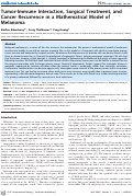 Cover page: Tumor-Immune Interaction, Surgical Treatment, and Cancer Recurrence in a Mathematical Model of Melanoma