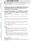 Cover page: Validation of self-reported comorbidity status of breast cancer patients with medical records: the California Breast Cancer Survivorship Consortium (CBCSC)