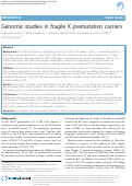 Cover page: Genomic studies in fragile X premutation carriers