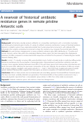 Cover page: A reservoir of ‘historical’ antibiotic resistance genes in remote pristine Antarctic soils