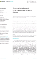 Cover page: Recurrent stroke risk in intracranial atherosclerotic disease.