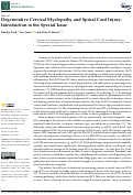 Cover page: Degenerative Cervical Myelopathy and Spinal Cord Injury: Introduction to the Special Issue