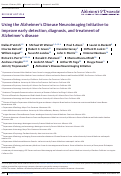 Cover page: Using the Alzheimer's Disease Neuroimaging Initiative to improve early detection, diagnosis, and treatment of Alzheimer's disease