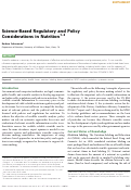 Cover page: Science-Based Regulatory and Policy Considerations in Nutrition