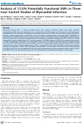 Cover page: Analysis of 17,576 Potentially Functional SNPs in Three Case–Control Studies of Myocardial Infarction