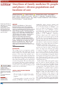 Cover page: Storylines of family medicine IX: people and places—diverse populations and locations of care