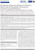 Cover page: Development and Internal Validation of a Prediction Model to Risk Stratify Children With Suspected Community-Acquired Pneumonia.