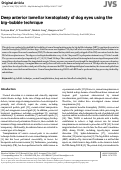 Cover page: Deep anterior lamellar keratoplasty of dog eyes using the big-bubble technique