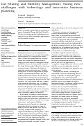 Cover page: Car Sharing and Mobility Management: Facing New Challenges with Technology and Innovative Business Planning