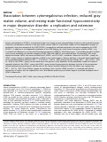 Cover page: Association between cytomegalovirus infection, reduced gray matter volume, and resting-state functional hypoconnectivity in major depressive disorder: a replication and extension