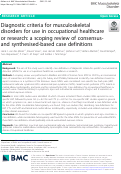 Cover page: Diagnostic criteria for musculoskeletal disorders for use in occupational healthcare or research: a scoping review of consensus- and synthesised-based case definitions