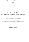 Cover page: Data-driven modeling of phenomena in wireless sensor networks