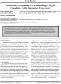 Cover page: Ventricular Tachycardia Storm Presenting as Vague Complaints to the Emergency Department