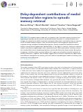 Cover page: Delay-dependent contributions of medial temporal lobe regions to episodic memory retrieval