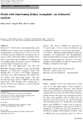 Cover page: Death with functioning kidney transplant: an obituarial analysis