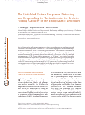 Cover page: The Unfolded Protein Response: Detecting and Responding to Fluctuations in the Protein-Folding Capacity of the Endoplasmic Reticulum