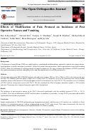 Cover page: Effects of Modification of Pain Protocol on Incidence of Post Operative Nausea and Vomiting