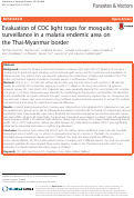 Cover page: Evaluation of CDC light traps for mosquito surveillance in a malaria endemic area on the Thai-Myanmar border