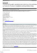 Cover page: The Role of Providers and Influencers in the Use of Social Media as Solace for Psoriasis: Qualitative and Quantitative Study.