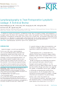 Cover page: Lymphangiography to Treat Postoperative Lymphatic Leakage: A Technical Review