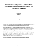 Cover page: From Partial to Systemic Globalization: International Production Networks in the Electronics Industry