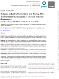 Cover page: Tobacco Industry Promotions and Pricing After Tax Increases: An Analysis of Internal Industry Documents