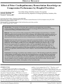 Cover page: Effect of Prior Cardiopulmonary Resuscitation Knowledge on Compression Performance by Hospital Providers