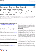 Cover page: Correction: Common Data Elements for Disorders of Consciousness: Recommendations from the Working Group on Goals-of-Care and Family/Surrogate Decision-Maker Data