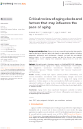 Cover page: Critical review of aging clocks and factors that may influence the pace of aging.