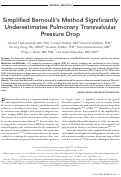 Cover page: Simplified Bernoulli's method significantly underestimates pulmonary transvalvular pressure drop