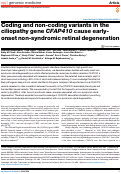 Cover page: Coding and non-coding variants in the ciliopathy gene CFAP410 cause early-onset non-syndromic retinal degeneration.