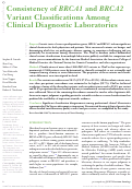 Cover page: Consistency of BRCA1 and BRCA2 Variant Classifications Among Clinical Diagnostic Laboratories.