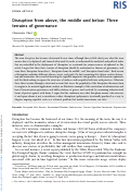 Cover page of Disruption from above, the middle and below: Three terrains of governance