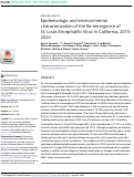 Cover page: Epidemiologic and environmental characterization of the Re-emergence of St. Louis Encephalitis Virus in California, 2015–2020