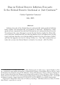 Cover page: Bias in Federal Reserve Inflation Forecasts: Is the Federal Reserve Irrational or Just Cautious?