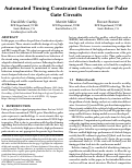 Cover page: Automated Timing Constraint Generation for Pulse Gate Circuits