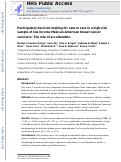 Cover page: Participatory decision-making for cancer care in a high-risk sample of low income Mexican-American breast cancer survivors: The role of acculturation.