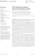 Cover page: The California Cognitive Assessment Battery (CCAB).