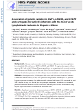 Cover page: Association of genetic variation in IKZF1, ARID5B, and CEBPE and surrogates for early-life infections with the risk of acute lymphoblastic leukemia in Hispanic children